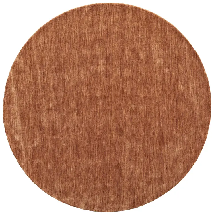 8' Orange Wool Hand Woven Round Rug