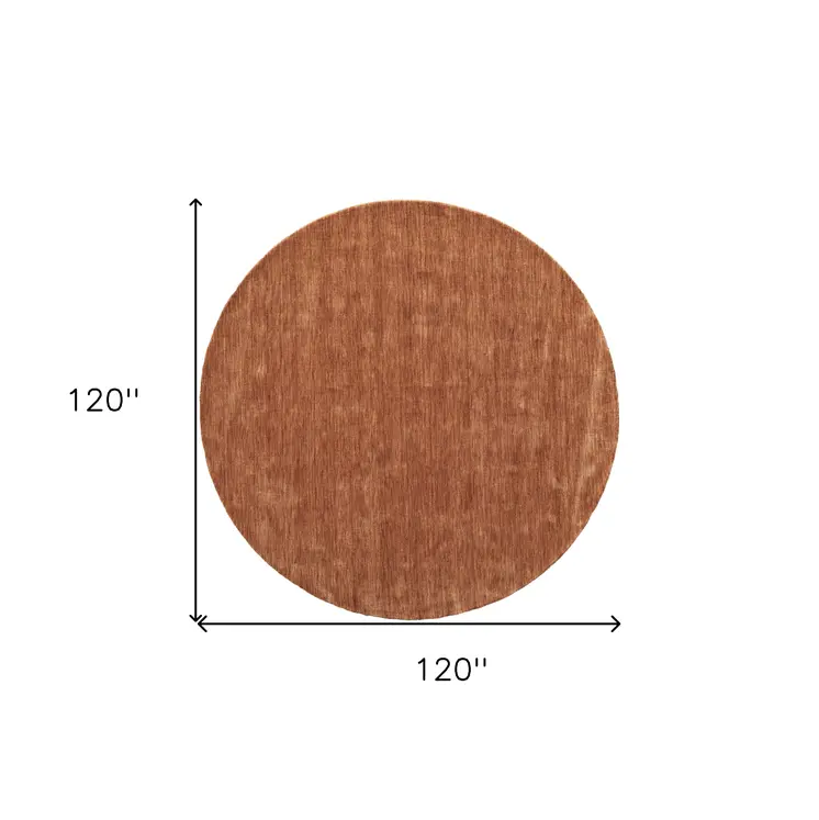 10' Orange Wool Hand Woven Round Rug