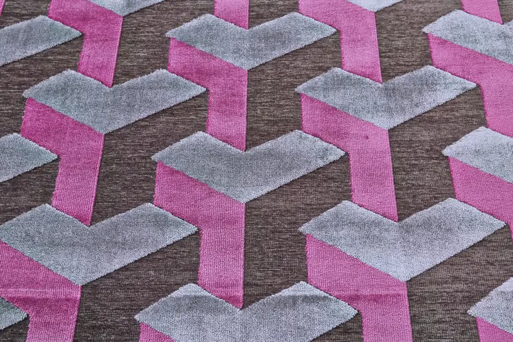 2' X 4' Purple Brown and Gray Geometric Power Loom Area Rug