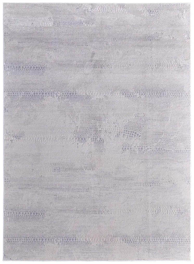 2' X 3' Ivory and Silver Abstract Power Loom Worn Faded Area Rug