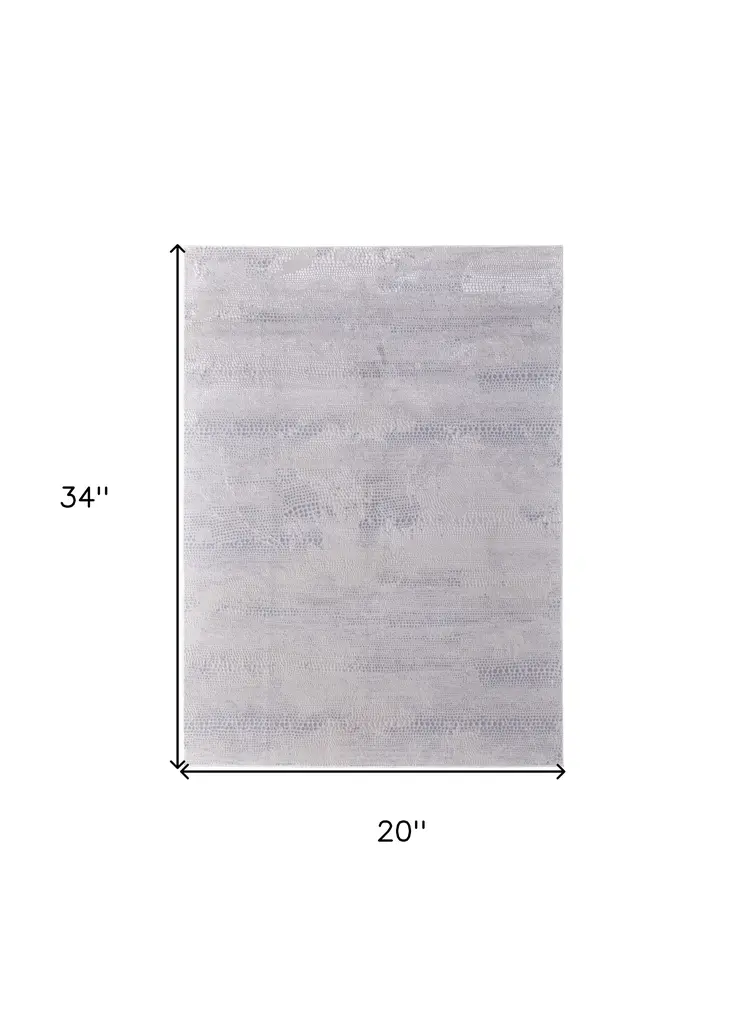 2' X 3' Ivory and Silver Abstract Power Loom Worn Faded Area Rug