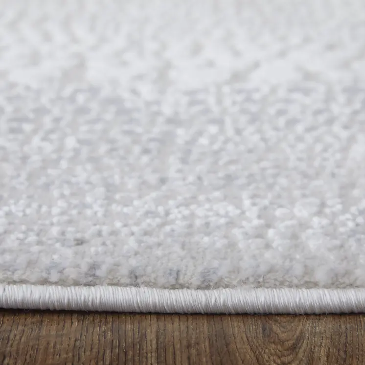 2' X 3' Ivory and Silver Abstract Power Loom Worn Faded Area Rug