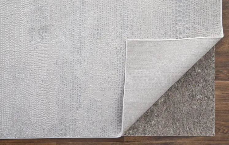 2' X 3' Ivory and Silver Abstract Power Loom Worn Faded Area Rug