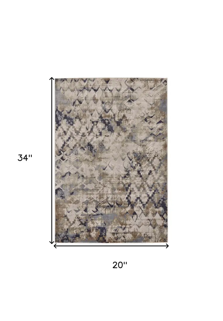2' X 3' Gray Geometric Distressed Area Rug