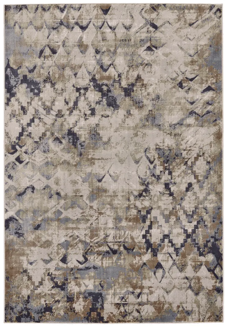 2' X 3' Gray Geometric Distressed Area Rug