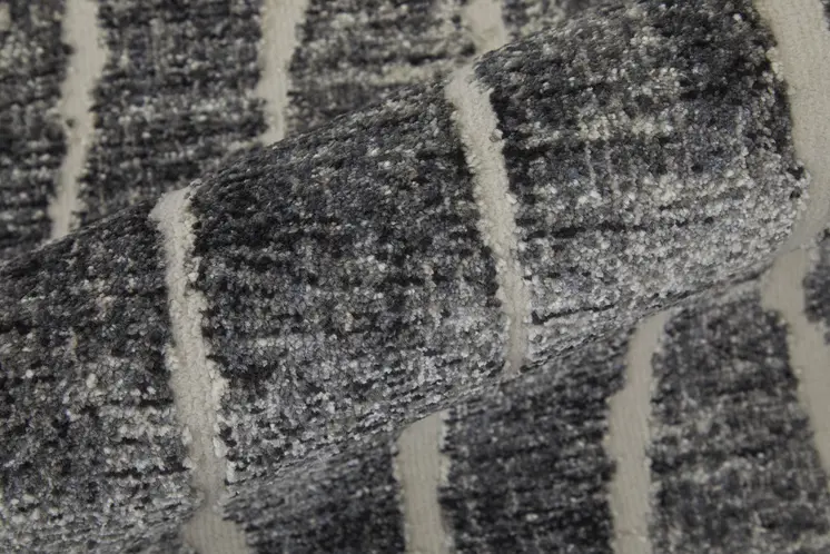 2' X 3' Black Gray and Ivory Abstract Power Loom Area Rug