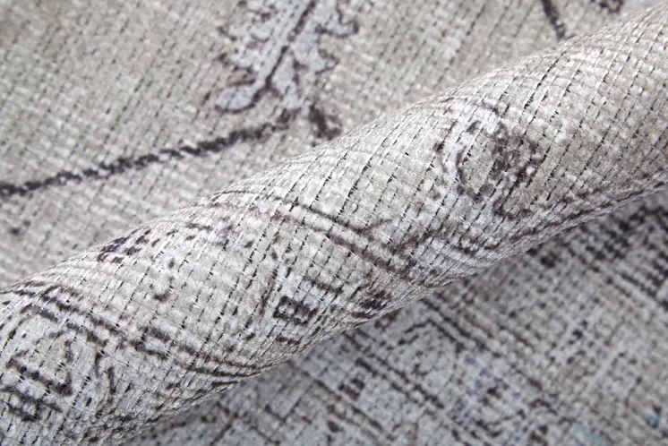 2' X 3' Tan and Gray Oriental Power Loom Worn Faded Washable Area Rug