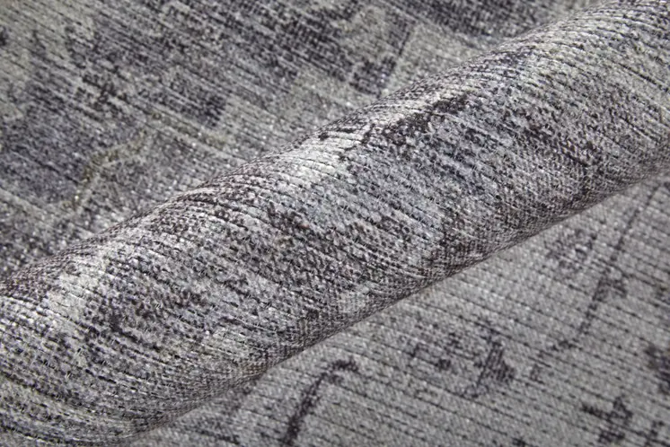 2' X 3' Gray and Ivory Oriental Power Loom Worn Faded Washable Area Rug