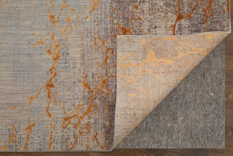 2' X 3' Gold Brown and Gray Abstract Power Loom Area Rug