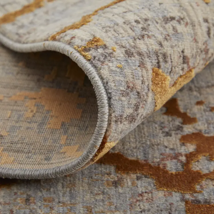 2' X 3' Gold Brown and Gray Abstract Power Loom Area Rug