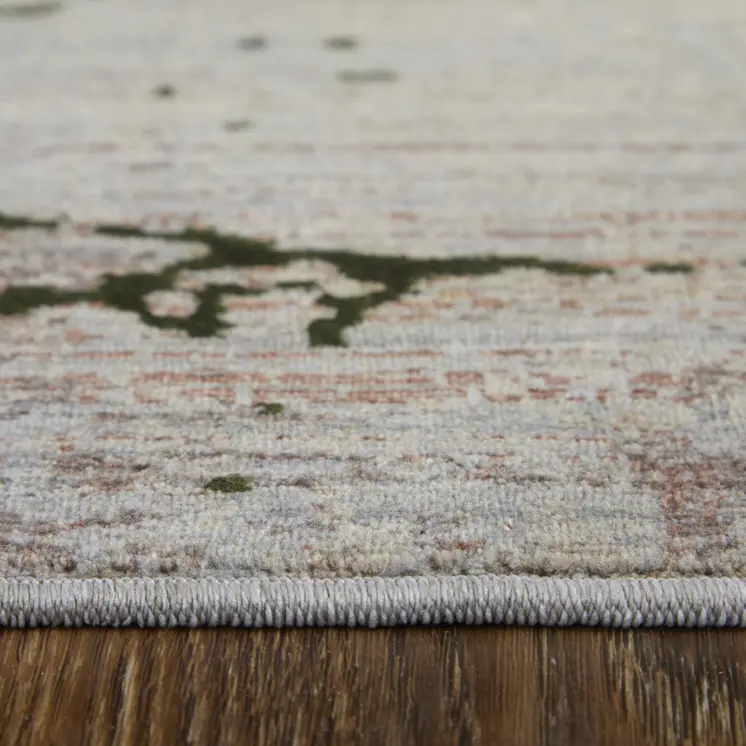 2' X 3' Taupe Green and Tan Abstract Power Loom Area Rug