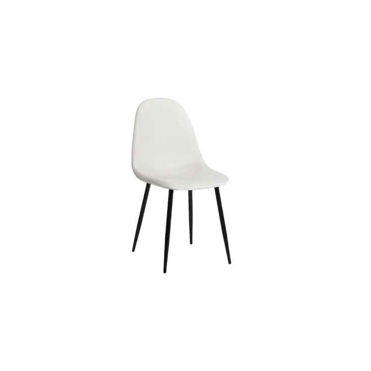Set of Four Beige and Black Upholstered Fabric Dining Side Chairs