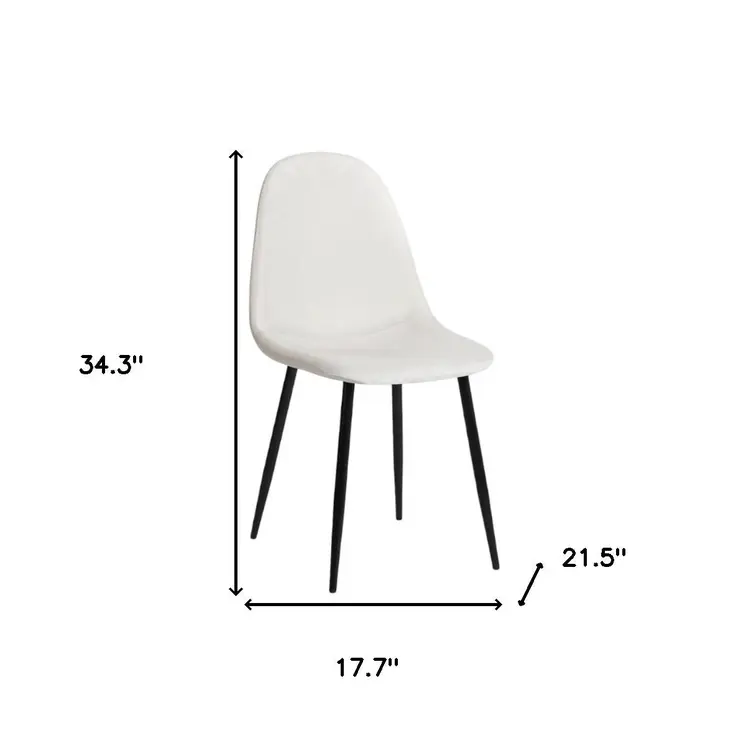 Set of Four Beige and Black Upholstered Fabric Dining Side Chairs
