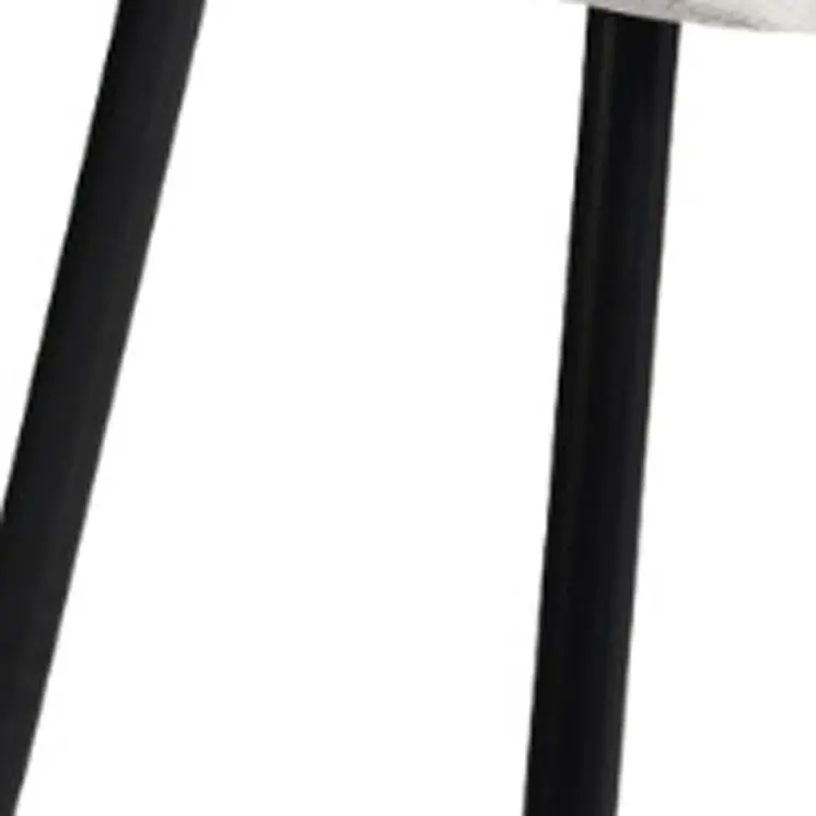Set of Four Beige and Black Upholstered Fabric Dining Side Chairs