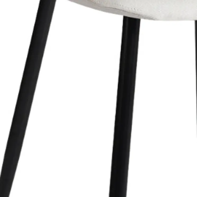 Set of Four Beige and Black Upholstered Fabric Dining Side Chairs