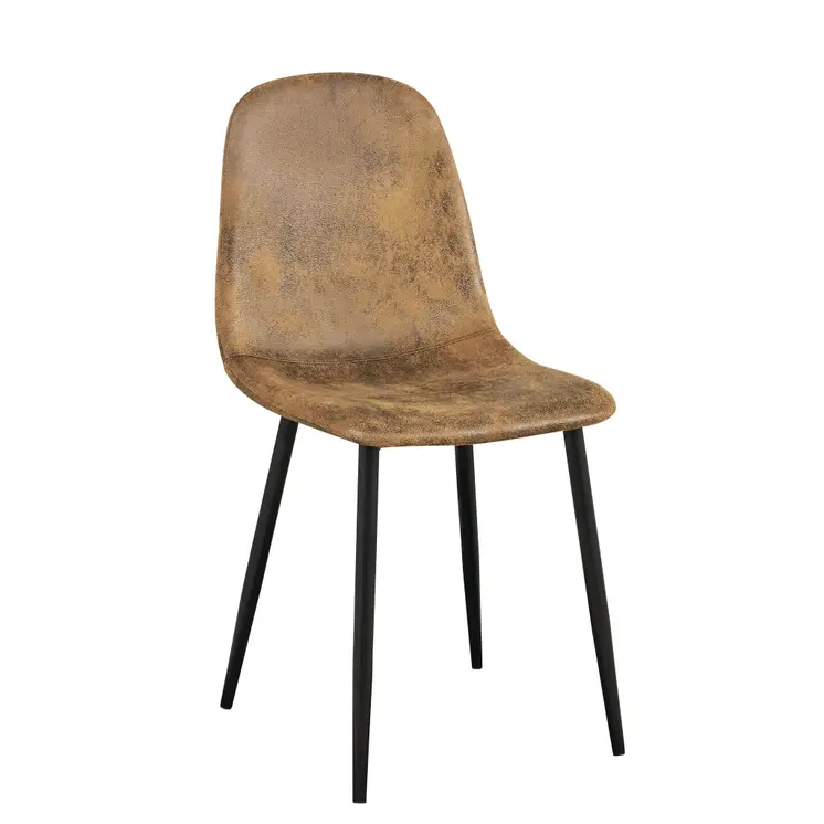 Set of Four Brown and Black Upholstered Suede Dining Side Chairs