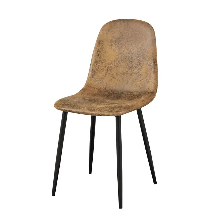 Set of Four Brown and Black Upholstered Suede Dining Side Chairs