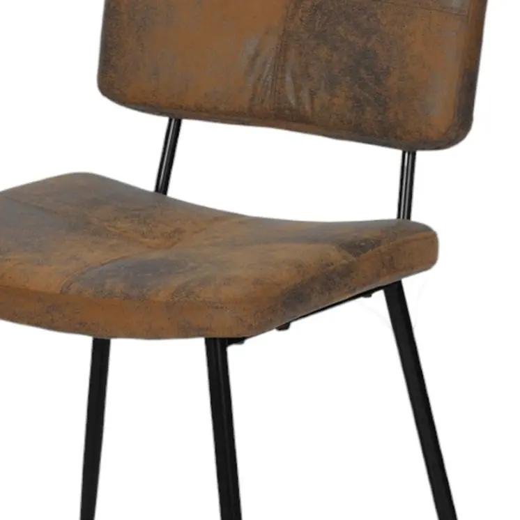 Set of Two Brown and Black Upholstered Suede Dining Side Chairs
