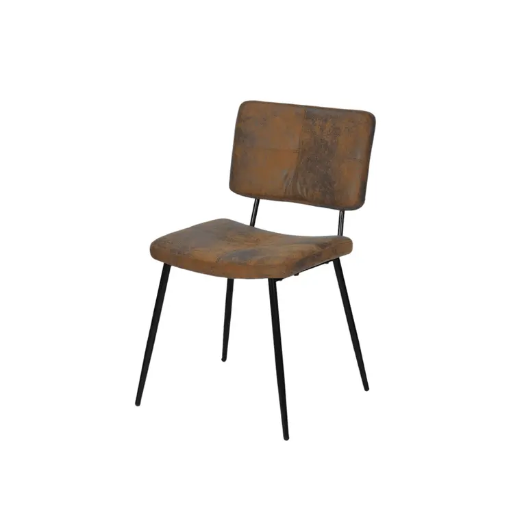 Set of Two Brown and Black Upholstered Suede Dining Side Chairs