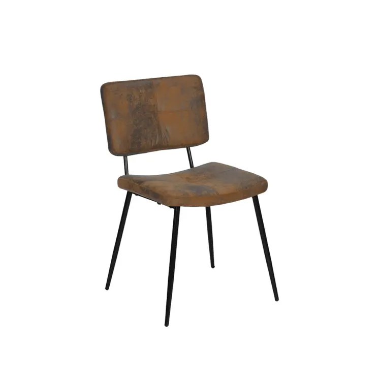 Set of Two Brown and Black Upholstered Suede Dining Side Chairs