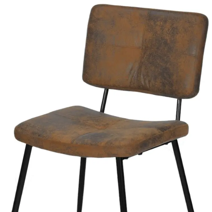 Set of Two Brown and Black Upholstered Suede Dining Side Chairs