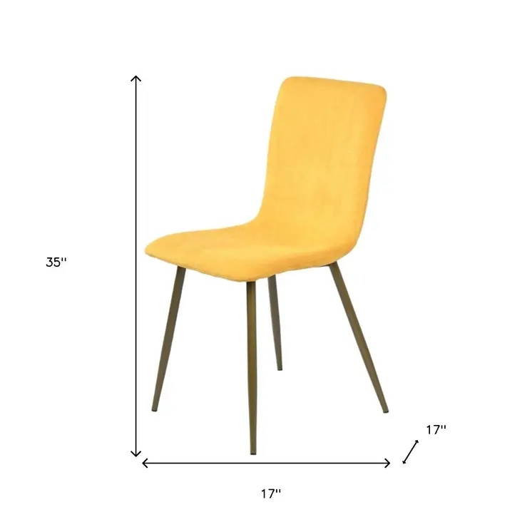 Set of Four Yellow and Gold Upholstered Fabric Dining Side Chairs