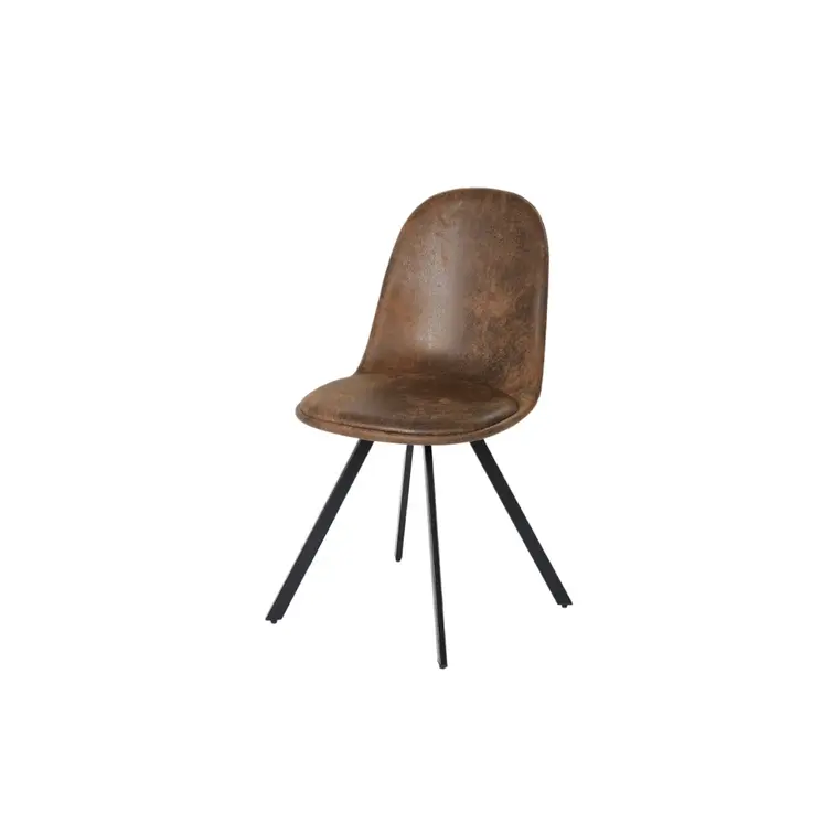 Set of Four Brown and Black Upholstered Suede Dining Side Chairs