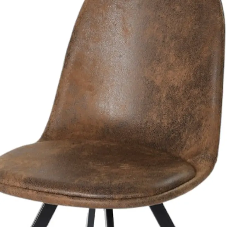 Set of Four Brown and Black Upholstered Suede Dining Side Chairs