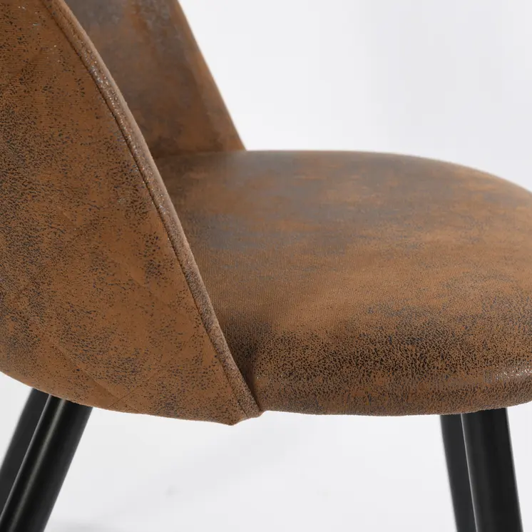 Set of Two Brown and Black Upholstered Suede Dining Side Chairs