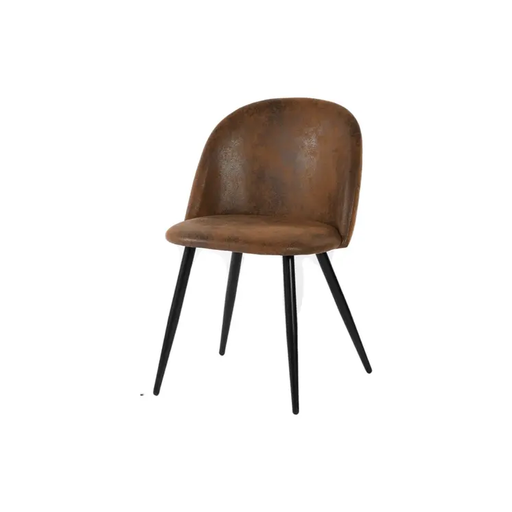 Set of Two Brown and Black Upholstered Suede Dining Side Chairs