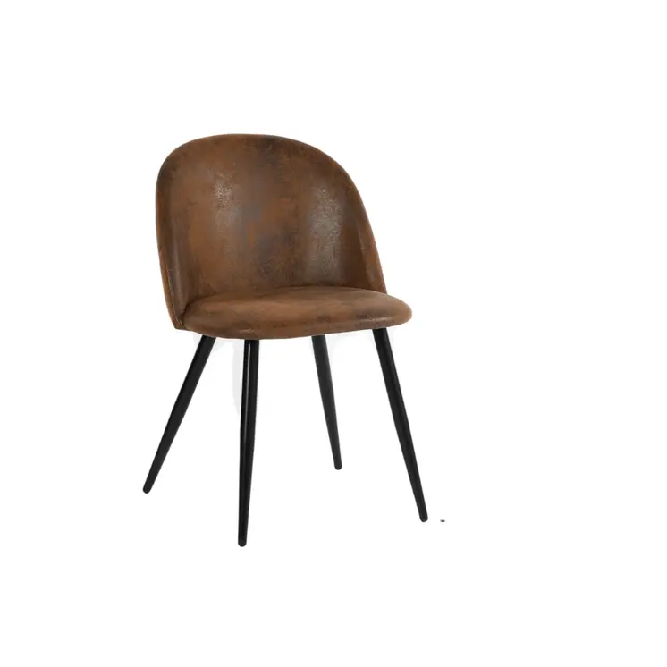 Set of Two Brown and Black Upholstered Suede Dining Side Chairs