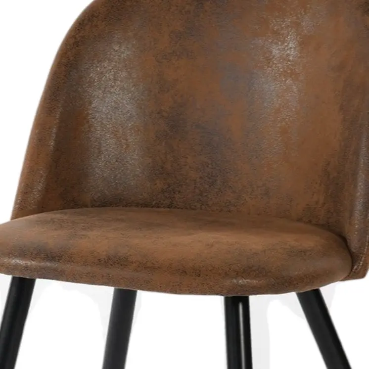 Set of Two Brown and Black Upholstered Suede Dining Side Chairs