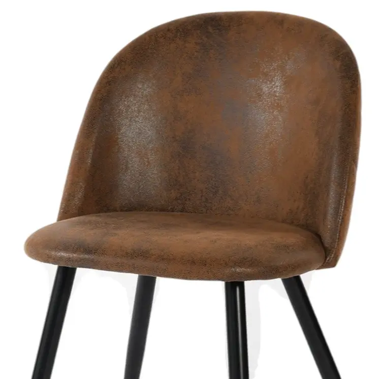 Set of Two Brown and Black Upholstered Suede Dining Side Chairs