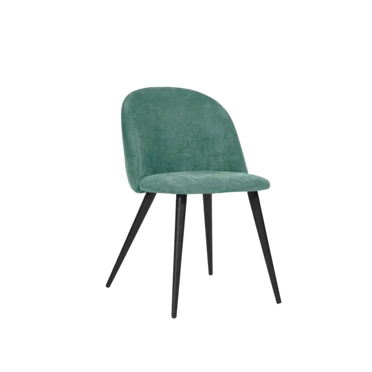 Set of Two Green and Black Upholstered Fabric Dining Side Chairs