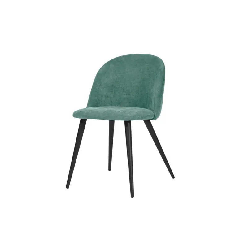 Set of Two Green and Black Upholstered Fabric Dining Side Chairs