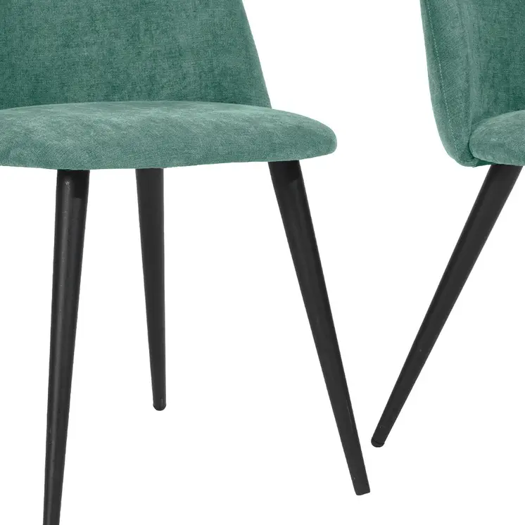 Set of Two Green and Black Upholstered Fabric Dining Side Chairs