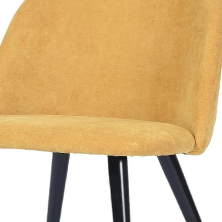 Set of Two Yellow and Black Upholstered Fabric Dining Side Chairs