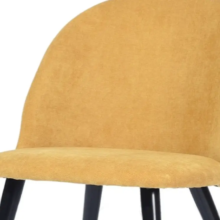Set of Two Yellow and Black Upholstered Fabric Dining Side Chairs