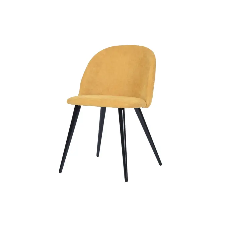 Set of Two Yellow and Black Upholstered Fabric Dining Side Chairs