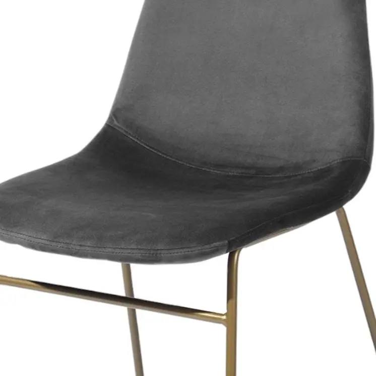 Set of Two Dark Green and Gold Upholstered Velvet Dining Side Chairs