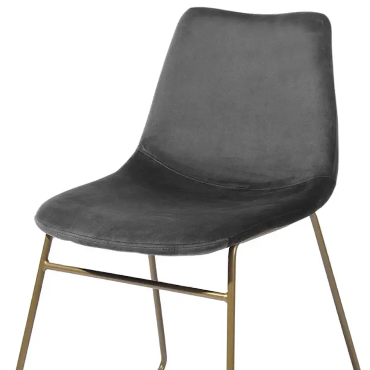 Set of Two Dark Green and Gold Upholstered Velvet Dining Side Chairs