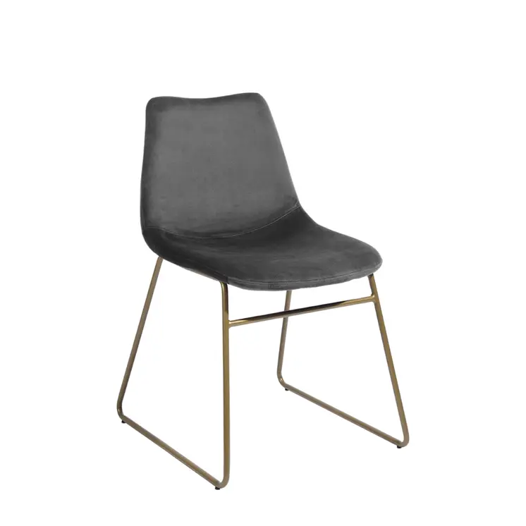 Set of Two Dark Green and Gold Upholstered Velvet Dining Side Chairs