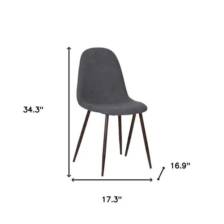 Set of Four Gray and Brown Upholstered Fabric Dining Side Chairs