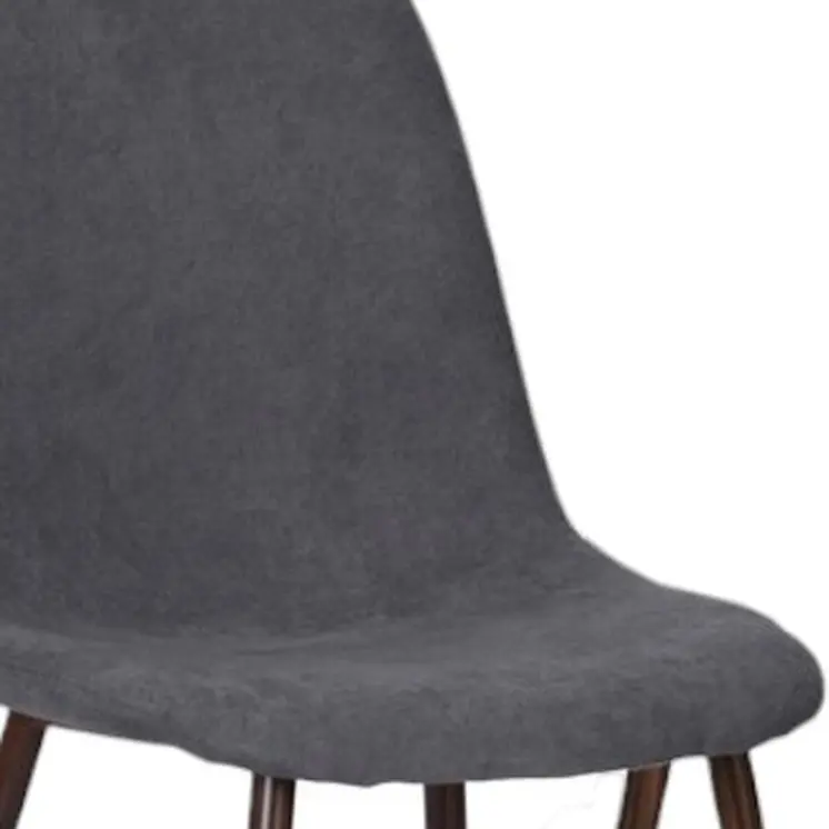 Set of Four Gray and Brown Upholstered Fabric Dining Side Chairs