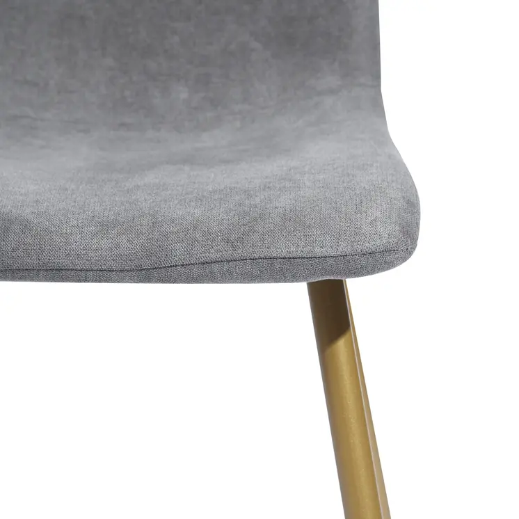 Set of Four Dark Gray and Gold Upholstered Fabric Dining Side Chairs