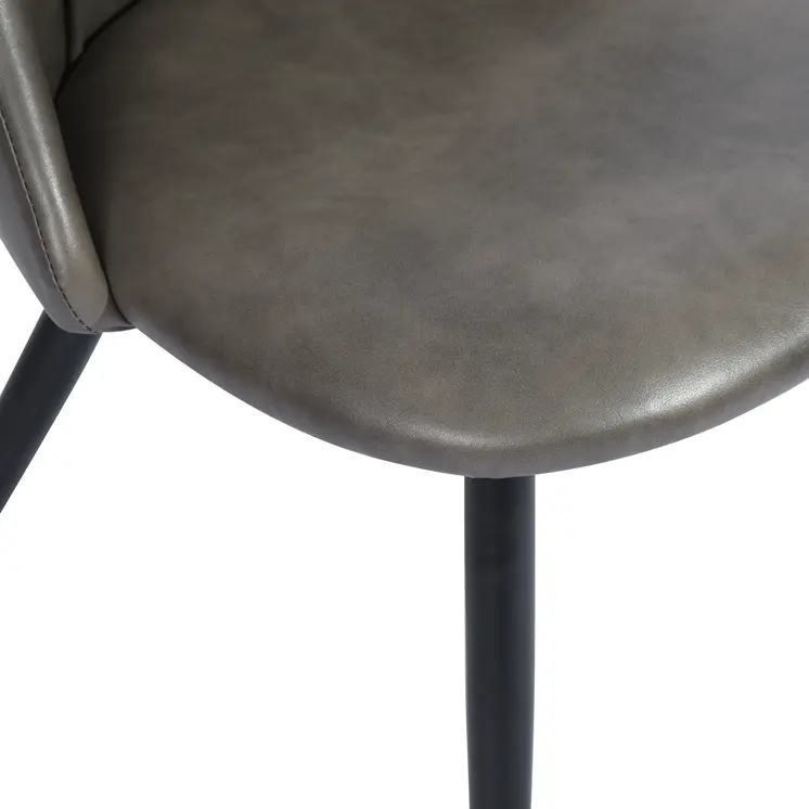 Set of Two Gray Black and Gold Upholstered Faux Leather Dining Side Chairs