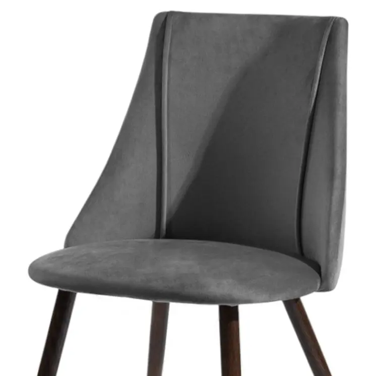 Set of Two Gray and Black Upholstered Fabric Dining Side Chairs