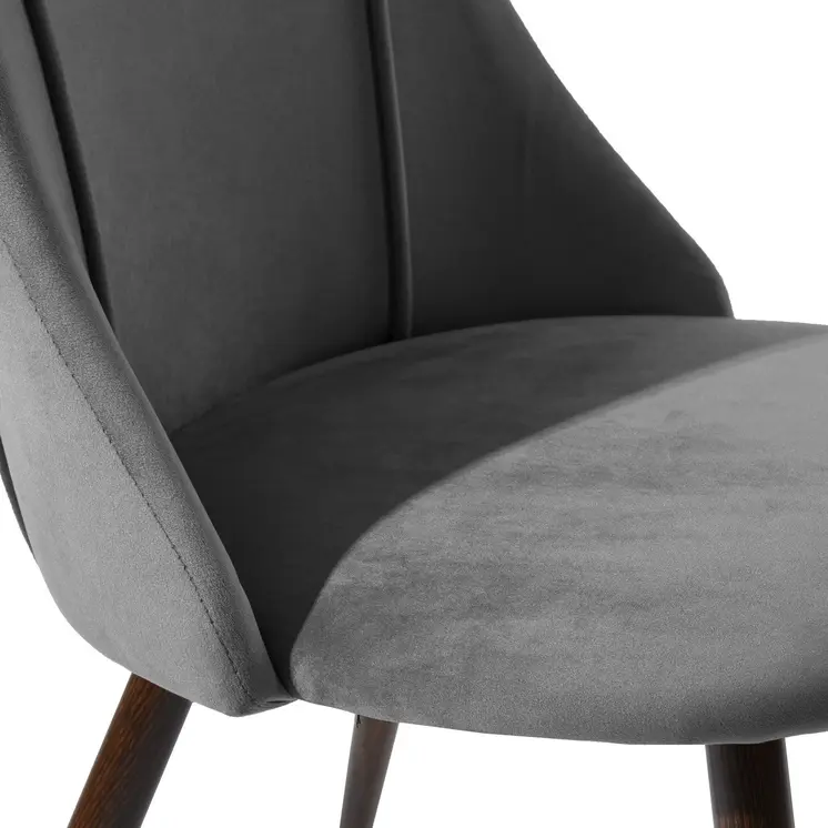Set of Two Gray and Black Upholstered Fabric Dining Side Chairs