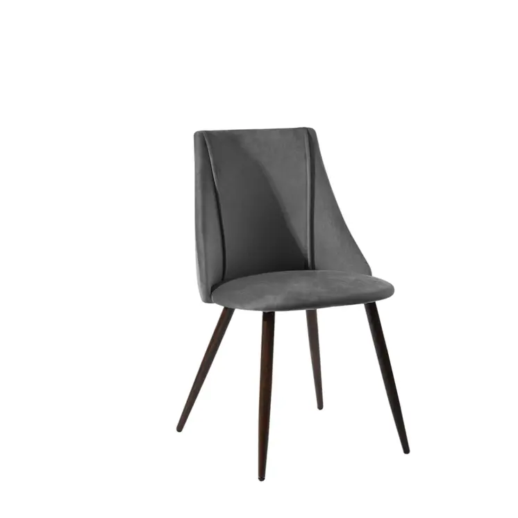 Set of Two Gray and Black Upholstered Fabric Dining Side Chairs