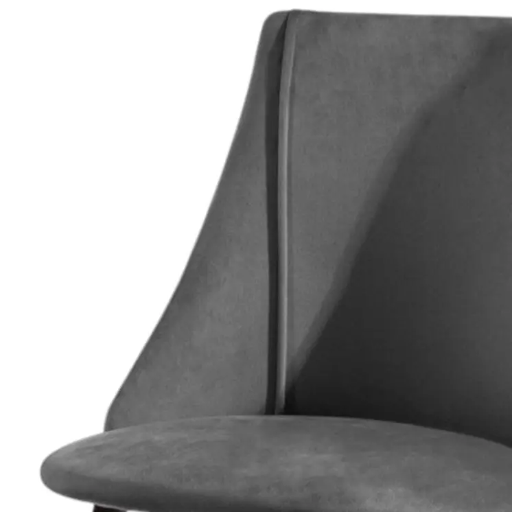 Set of Two Gray and Black Upholstered Fabric Dining Side Chairs
